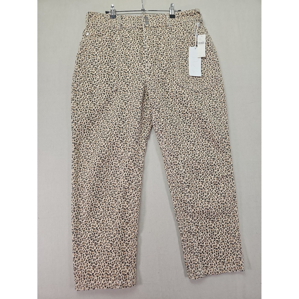 Anthropologie Pilcro Cheetah Print The Wanderer Denim Jeans Women's Size 32 NWT